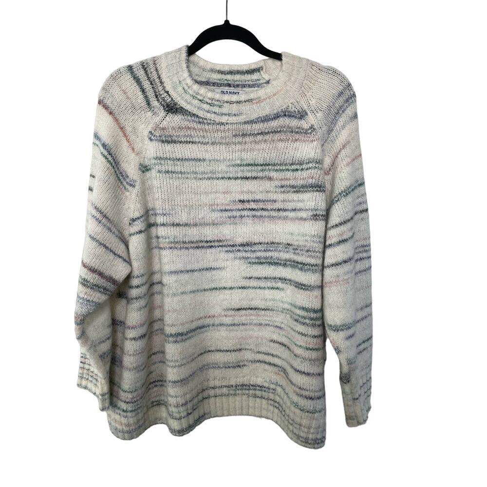 Old Navy Sweater Space Dye Long Sleeves‎ Crew Neck Pullover Wool Blend Gray 2X